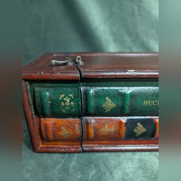 Vintage Wood Faux Book Wine Bottle Liquor Box Holder Cabinet Holds 1 Bottle - Picture 15 of 16